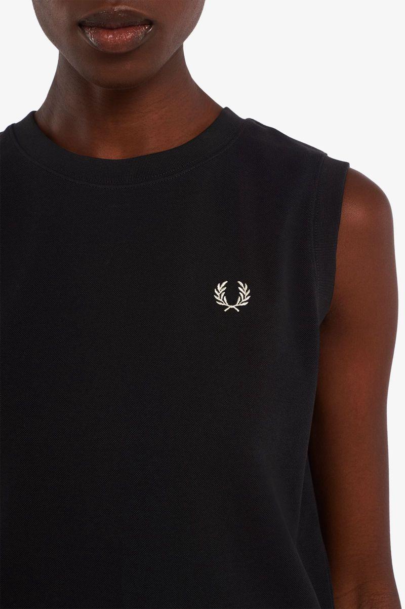 Black Fred Perry Sleeveless Ringer Women's T Shirts | PH 2044DFMN